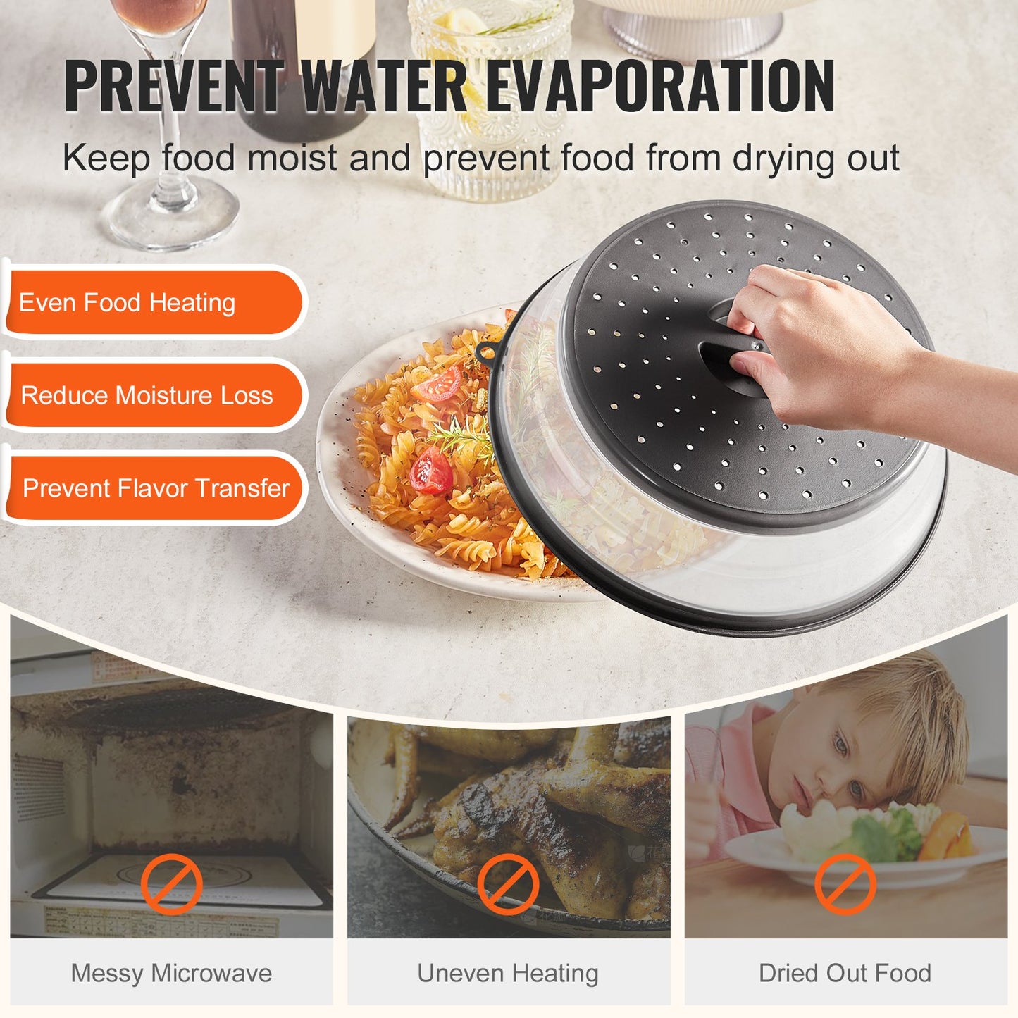 2PCS Microwave Splatter Covers, 10.4" Collapsible Microwave Lid for Food, 300°F Heat-Resistant PP Splatter Guard for Plate Dish, Multi-Use Kitchen Colander Gadget for Washing Fruits Vegetables