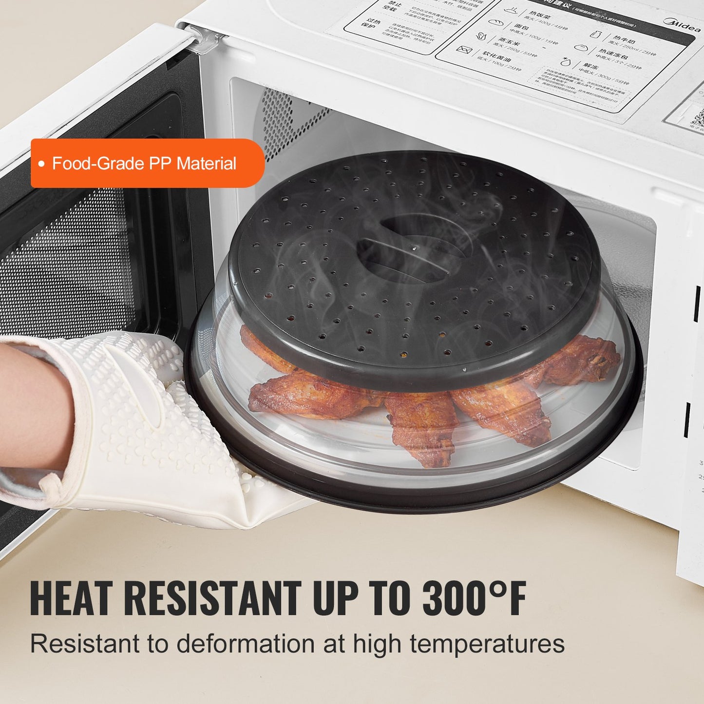 2PCS Microwave Splatter Covers, 10.4" Collapsible Microwave Lid for Food, 300°F Heat-Resistant PP Splatter Guard for Plate Dish, Multi-Use Kitchen Colander Gadget for Washing Fruits Vegetables