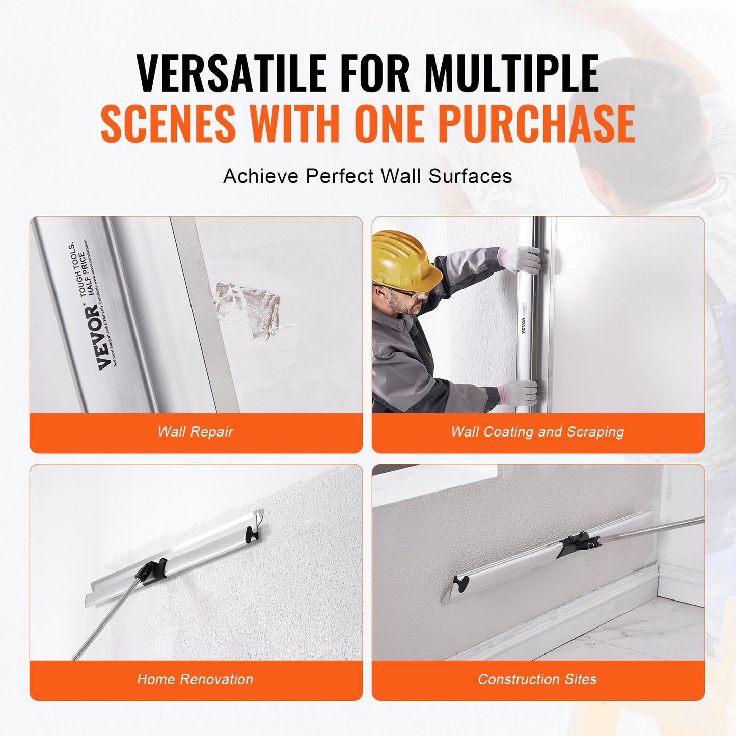 Trockenbau-Spachtelklinge, 48-Zoll-Nivelliermesser, Klinge aus Edelstahl und Gehäuse aus Aluminiumlegierung, professionelles Spachtelwerkzeug für Trockenbau, Trockenbau/Gipskarton, für Trockenbau/Wandplatten/Gipskarton