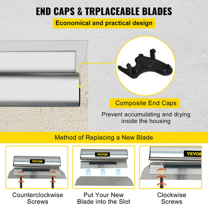 Skimming Blade,32 inch Smoothing Knife, European Stainless Steel Construction Knife, Aluminum Blade Profile Smoothing Knockdown Spatula for Gyprock/Drywall/Wall-Board