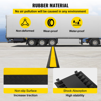 5 Channel Cable Protectors Extreme Rubber Cable Ramps Heavy Duty Protective Cable Wire Cord Ramp Driveway Rubber Traffic Speed Bumps Cable Protector (5-Channel, 1Pack-18000Lb)