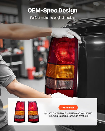 Tail Light Assembly Compatible with 1999-2003 Chevy Silverado 1999-2006 GMC Sierra 1500 1500 HD 2500 2500 HD 3500, 2007 GMC Sierra Classic Driver & Passenger Side Taillights without Bulbs (2PCS)