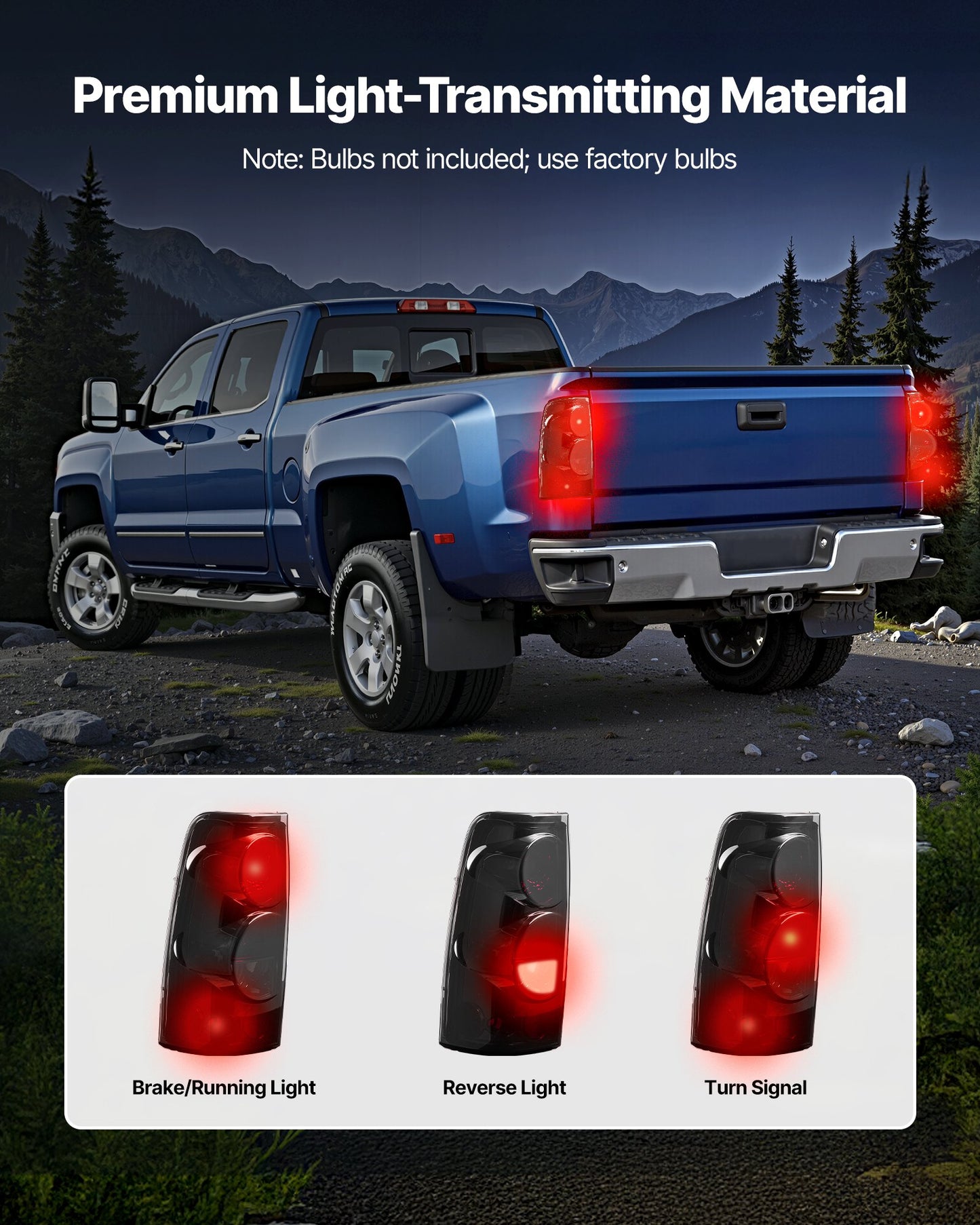 Tail Light Assembly Compatible with 1999-2006 Chevy Silverado 1500 2500 3500, 1999-2003 GMC Sierra 1500 2500 1500/2500 HD, 2PCS Left & Right Side Taillights Rear Brake Lamps without Bulbs