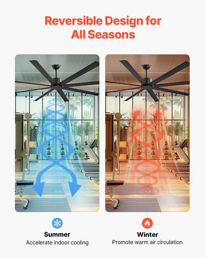 213 cm Aluminum Ceiling Fan Without Light Remote Control DC Motor Black