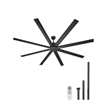 84 In Ceiling Fan without Light, 6-Speed Remote Control, Aluminum 8-Blade, Reversible DC Motor, Modern Low Profile Flush Mount Exterior Fan for Bedroom, Living Room, Patio, Indoor/Outdoor, Black