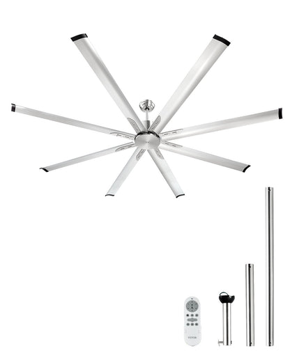 213 cm aluminum ceiling fan without light remote control Brushed nickel