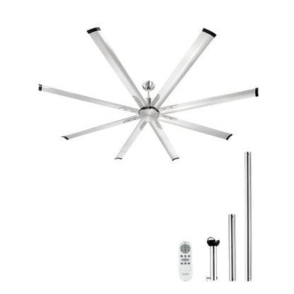 84 In Ceiling Fan without Light, 6-Speed Remote Control, Aluminum 8-Blade, Reversible DC Motor, Modern Low Profile Flush Mount Fan for Bedroom, Living Room, Patio, Indoor/Outdoor, Brushed Nickel