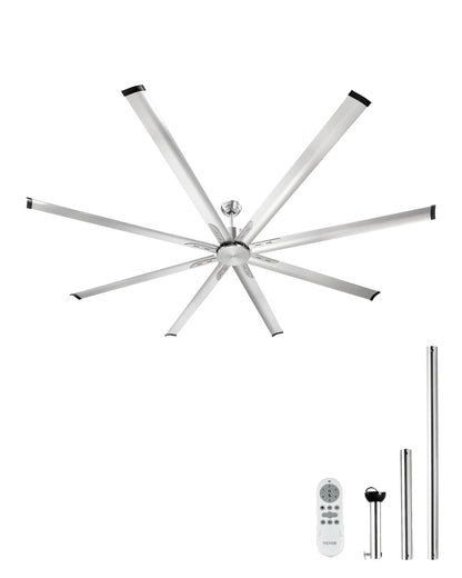 244 cm aluminum ceiling fan without light remote control Brushed nickel