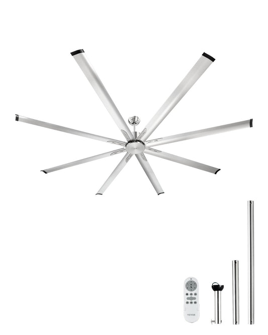 244 cm aluminum ceiling fan without light remote control Brushed nickel