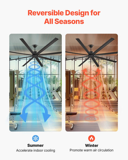 244 cm Aluminum Ceiling Fan Without Light Remote Control DC Motor Black