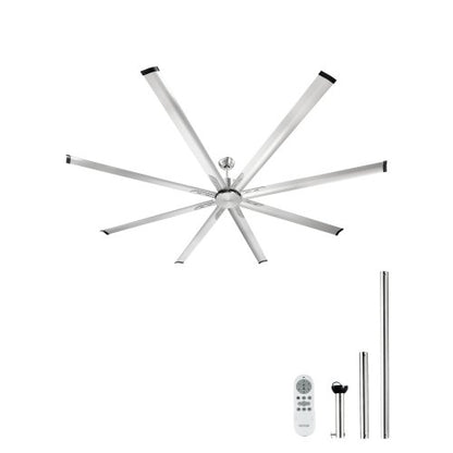 96 In Ceiling Fan without Light, 6-Speed Remote Control, Aluminum 8-Blade, Reversible DC Motor, Modern Low Profile Flush Mount Fan for Bedroom, Living Room, Patio, Indoor/Outdoor, Brushed Nickel