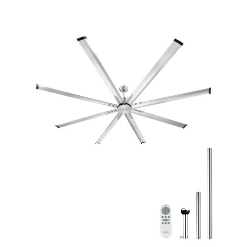 96 In Ceiling Fan without Light, 6-Speed Remote Control, Aluminum 8-Blade, Reversible DC Motor, Modern Low Profile Flush Mount Fan for Bedroom, Living Room, Patio, Indoor/Outdoor, Brushed Nickel