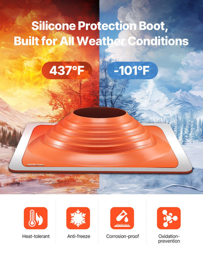 Metall-Dachrohr-Blinkmanschette, passend für 10"-18"-Rohre, hochtemperaturbeständiges, flexibles Silikon