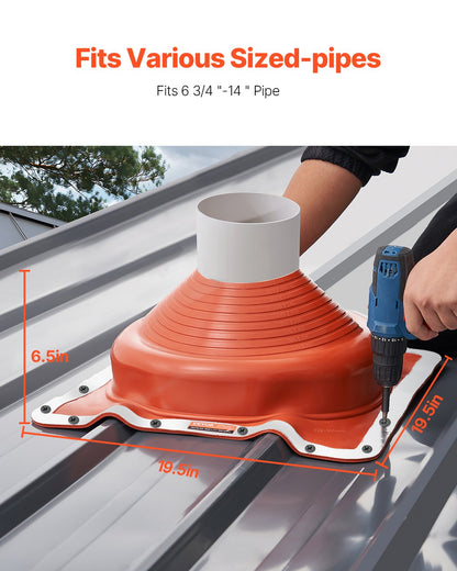 2 stücke Metall Dach Rohr Blinkt Boot Passt 6-3/4 "-14" Rohr Hohe Temp Silikon