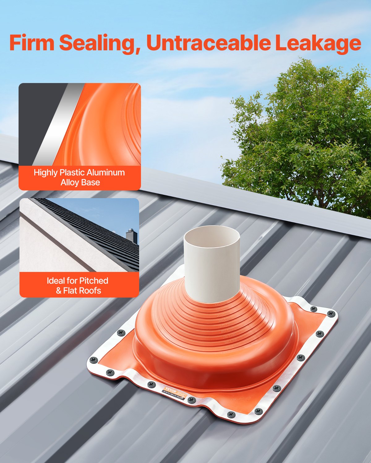 2 stücke Metall Dach Rohr Blinkt Boot Passt 6-3/4 "-14" Rohr Hohe Temp Silikon