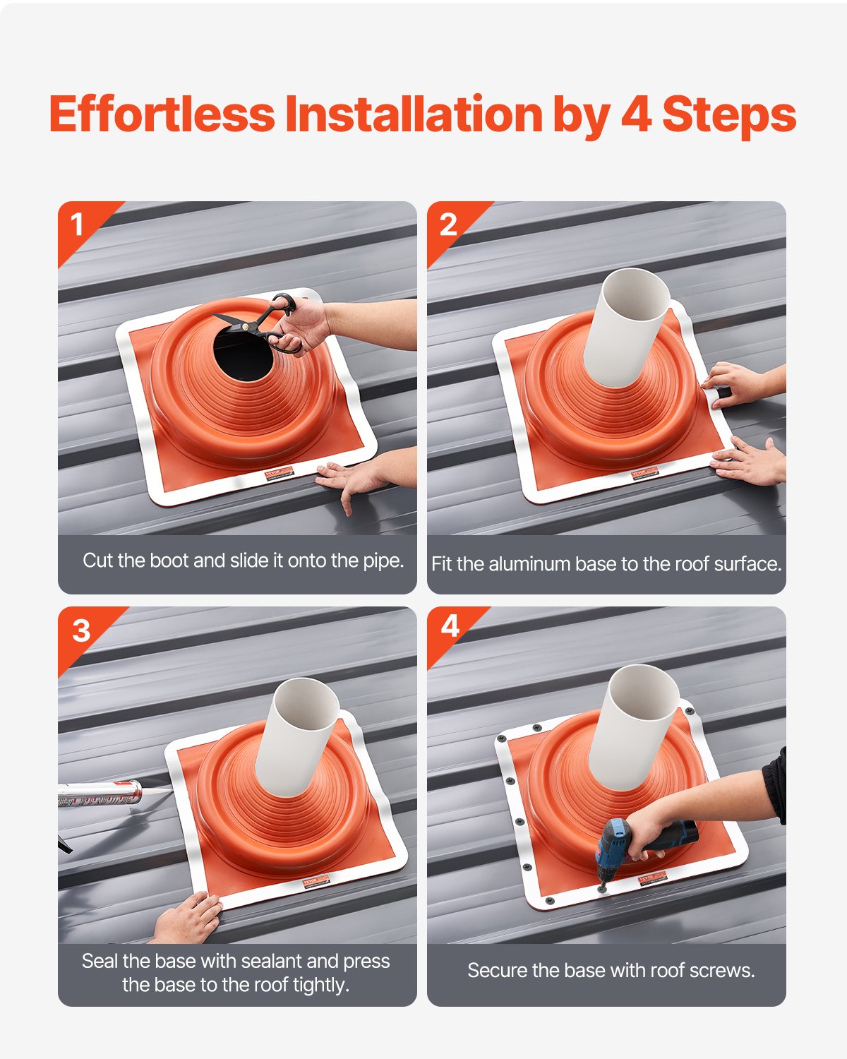 2 stücke Metall Dach Rohr Blinkt Boot Passt 6-3/4 "-14" Rohr Hohe Temp Silikon