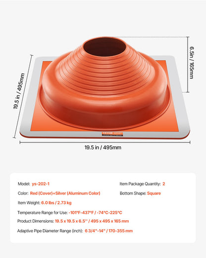 2 stücke Metall Dach Rohr Blinkt Boot Passt 6-3/4 "-14" Rohr Hohe Temp Silikon