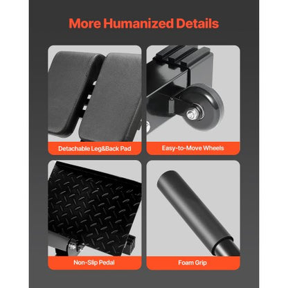 romersk stol hyperextensionsbänk, 145 kg justerbar förlängningsmaskin, multifunktionell träningsutrustning för sätesmuskler, hamstringsmuskler, ländrygg och magträning, fitnessviktbänk för hemmagym |  EU