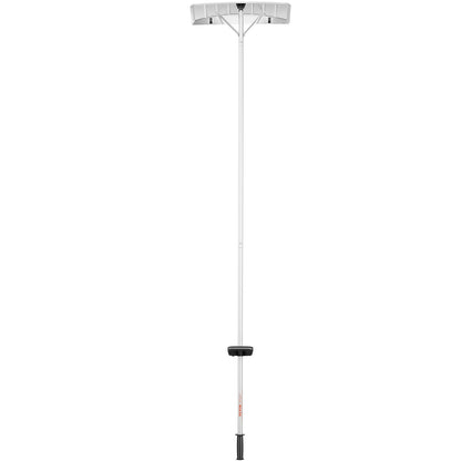 Snöräcka, 25-tums verktyg för snöröjning av knivar, takskyffel i aluminium med 21 fots räckvidd, rullhjul för takskydd, antisladdhandtag, lätt att installera och använda för hustak, bilsnö, våta löv