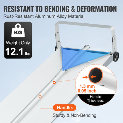 Snow Roof Rake, 30ft Reach Aluminium Roof Shovel with Slide Cloth, Premium 19" Blade Snow Removal Tool, Safe on Roof with Roll Wheels, Anti-Slip Handle, Use for House Roof, Car Snow, Wet Leaves
