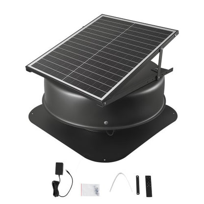 Solar Attic Fan, 42 W, 2800 CFM Large Air Flow Solar Roof Vent Fan, Low Noise and Weatherproof with 110V Smart Adapter, Ideal for Home, Greenhouse, Garage, Shop, RV, FCC Listed
