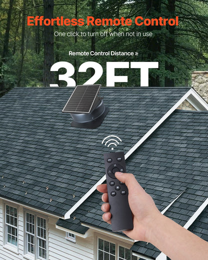 Solar Attic Fan, 42 W, 2800 CFM Large Air Flow Solar Roof Vent Fan, Low Noise and Weatherproof with 110V Smart Adapter, Ideal for Home, Greenhouse, Garage, Shop, RV, FCC Listed