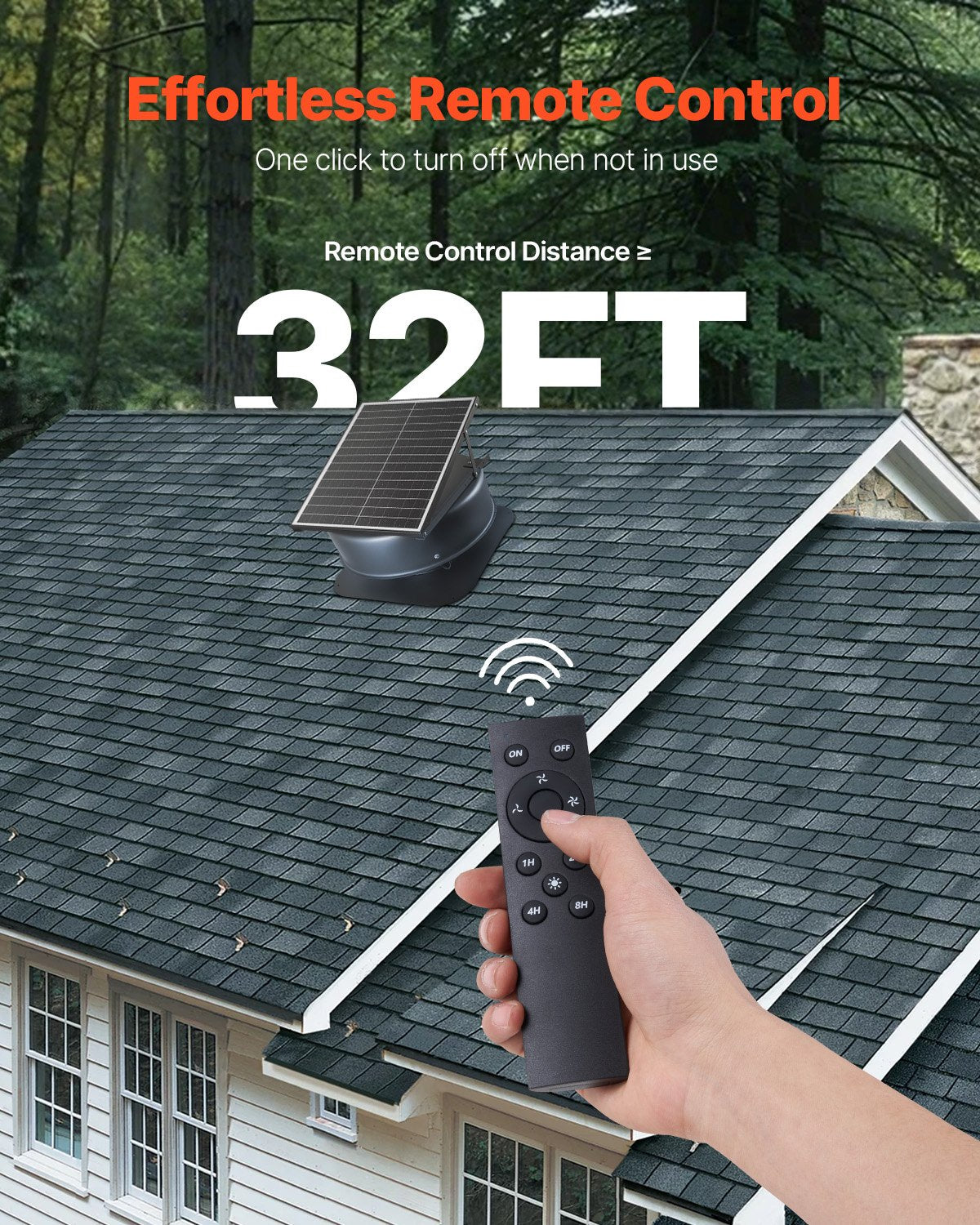 Solar Roof Attic Exhaust Fan 42W with Smart Thermostat Remote Control