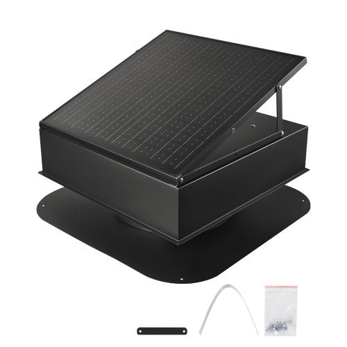 Roof Attic Exhaust Fan, 35W Smart Solar Roof Ventilation Fan Auto Temperature Control, 2400 CFM Airflow Built-in Brushless DC Motor for Cooling and Dehumidification, No Remote