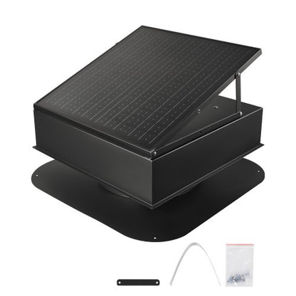 Roof Attic Exhaust Fan, 35W Smart Solar Roof Ventilation Fan Auto Temperature Control, 2400 CFM Airflow Built-in Brushless DC Motor for Cooling and Dehumidification, No Remote