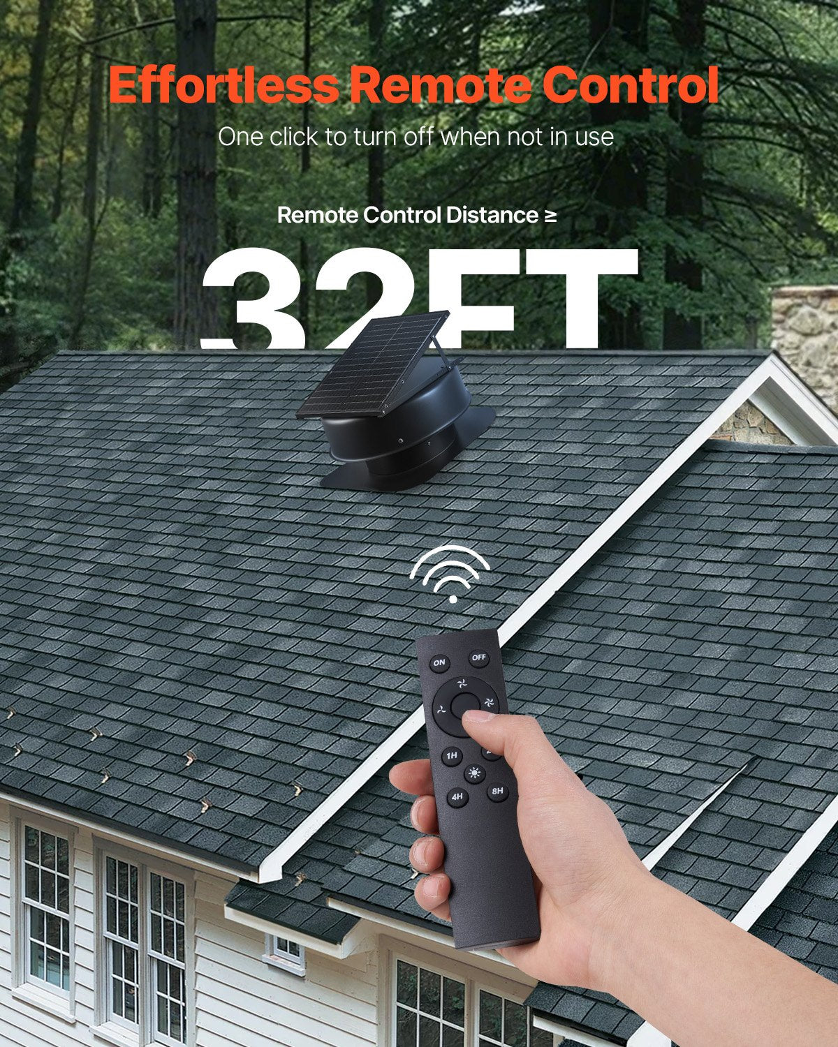 Solar Roof Attic Exhaust Fan 50W with Smart Thermostat Remote Control