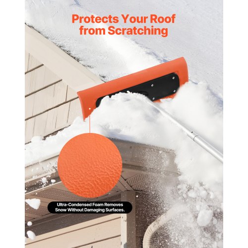 snötakskrapa, 45 cm skumblad, 2,25-5,62 m justerbar snöskrapa, förlängningsrör och halkfritt handtag, lätt snöborttagningsverktyg för lövborttagning och skräpborttagning |  EU