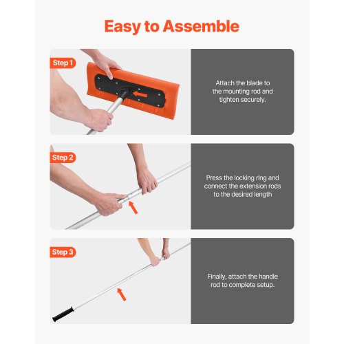 snötakskrapa, 45 cm skumblad, 2,25-5,62 m justerbar snöskrapa, förlängningsrör och halkfritt handtag, lätt snöborttagningsverktyg för lövborttagning och skräpborttagning |  EU