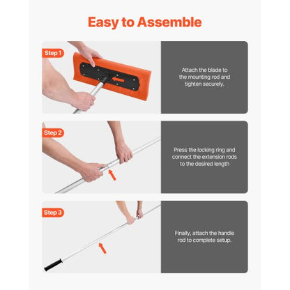 snötakskrapa, 45 cm skumblad, 2,25-5,62 m justerbar snöskrapa, förlängningsrör och halkfritt handtag, lätt snöborttagningsverktyg för lövborttagning och skräpborttagning |  EU