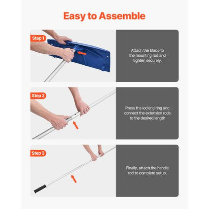 snötakskrapa, 60 cm PP-plastblad, 1,18-5,55 m justerbar taksnöskrapa med hjul, halkfritt handtag för snöborttagning, lätt takskrapa för lövborttagning |  EU