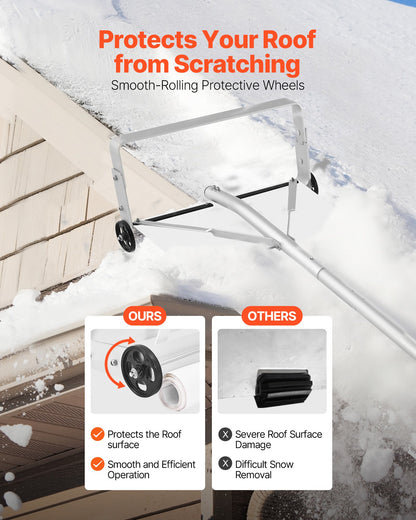 Snow Roof Rake, 18.5 in Aluminum Blade, 5.2-30 ft Adjustable Roof Snow Scraper with Wheels & Slide, , Lightweight Snows Removal Tool for House Rooftop Leaves Debris Clearing