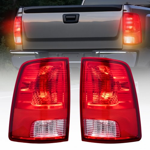 Tail Light Assembly Compatible with 2009-2018 Dodge Ram 1500 2500 3500, 2019-2020 Dodge Ram 1500 Classic, Halogen Version Left & Right Side Taillight Rear Brake Lamps with Halogen Bulbs, 2PCS