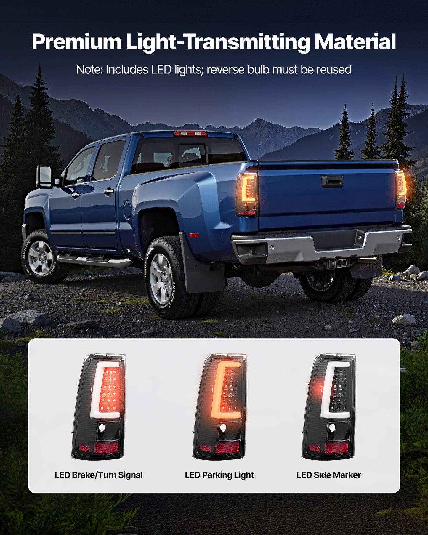Tail Light Assembly Compatible with 2003-2006 Chevy Silverado 1500 1500 HD 2500 2500 HD 3500, 2007-2007 Chevy Classic, 2PCS Driver & Passenger Side LED Taillight Brake Lamps with Bulbs, Black