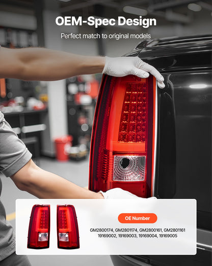 Tail Light Assembly Compatible with 2003-2006 Chevy Silverado 1500 1500 HD 2500 2500 HD 3500, 2007-2007 Chevy Classic, 2PCS Driver & Passenger Side LED Taillight Brake Lamps with Bulbs, Red