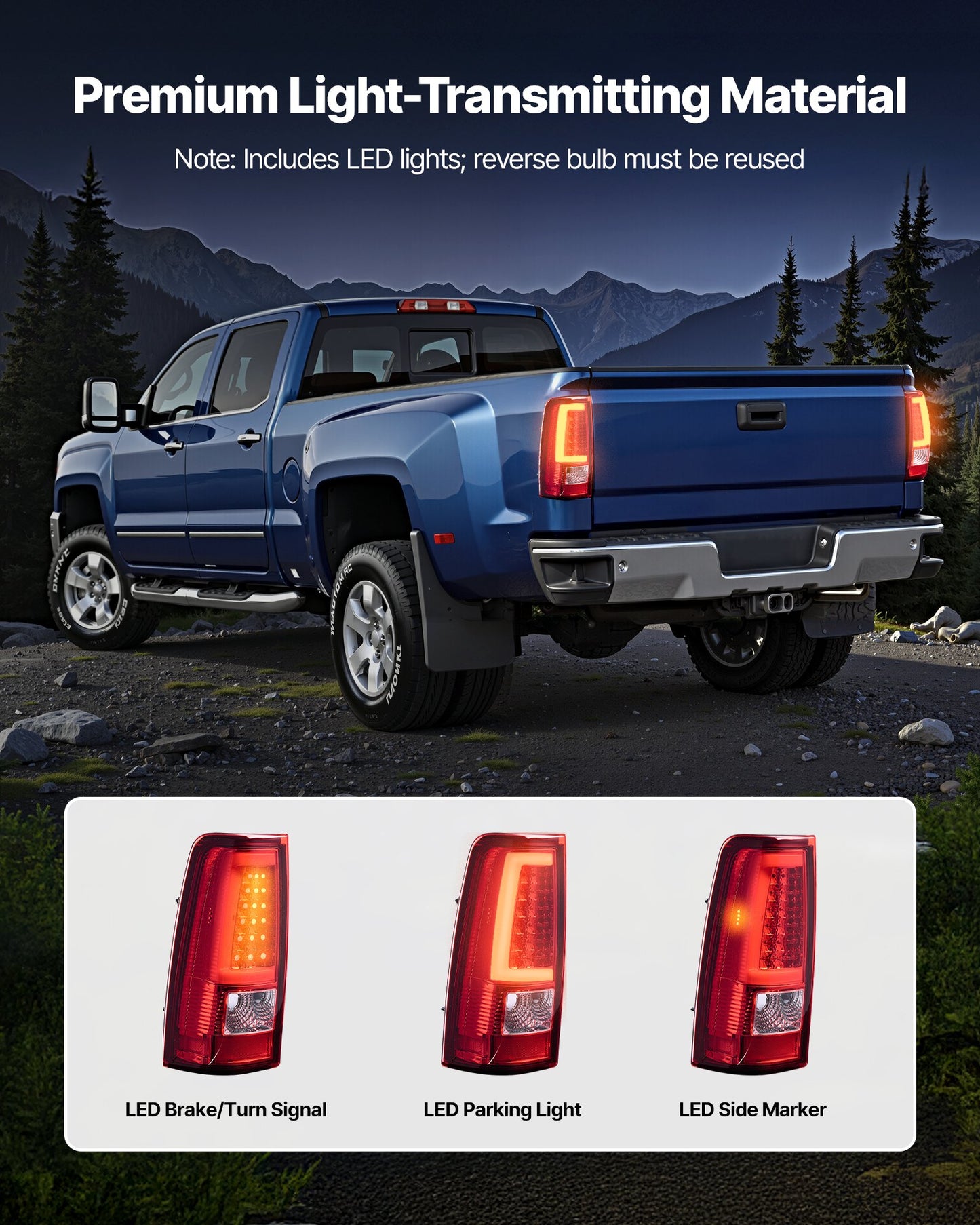 Tail Light Assembly Compatible with 2003-2006 Chevy Silverado 1500 1500 HD 2500 2500 HD 3500, 2007-2007 Chevy Classic, 2PCS Driver & Passenger Side LED Taillight Brake Lamps with Bulbs, Red