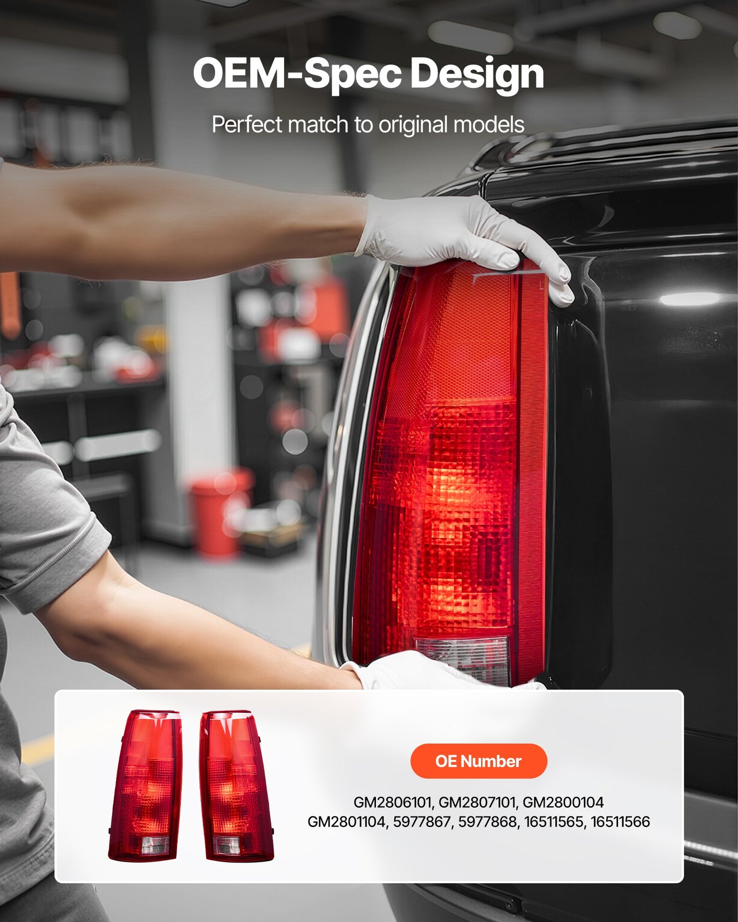 Tail Light Assembly Compatible with 1988-1999 Chevy/GMC C/K 1500 2500 3500, 1992-1999 Chevy/GMC Suburban 1500/2500, 2PCS Left & Right Side Taillight Rear Brake Lamps with Halogen Bulbs
