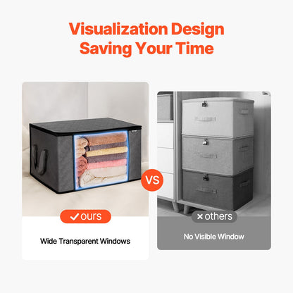 60L Large Storage Bags, 6 Pack Clothes Storage Bin, Foldable Closet Organizers Containers with Handle, Nov-woven Fabric Storage Bag for Clothing, Blanket, Comforter, Bed Sheet, Pillow(Grey)