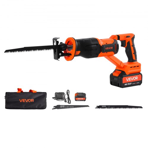 Cordless Reciprocating Saw, 20 V, 3000 SPM Variable Speed, 1 inch Stroke Length, Electric Reciprocating Saw with Battery, Charger, 8 Blades, and Carrying Bag, for Wood and Plastic Cutting