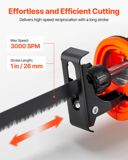 Cordless Reciprocating Saw, 20 V, 3000 SPM Variable Speed, 1 inch Stroke Length, Electric Reciprocating Saw with Battery, Charger, 8 Blades, and Carrying Bag, for Wood and Plastic Cutting