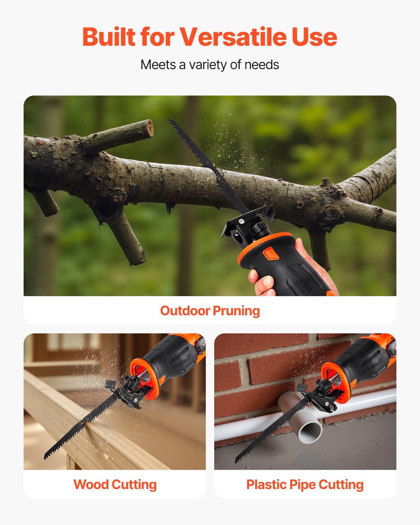 Cordless Reciprocating Saw, 20 V, 3000 SPM Variable Speed, 1 inch Stroke Length, Electric Reciprocating Saw with Battery, Charger, 8 Blades, and Carrying Bag, for Wood and Plastic Cutting