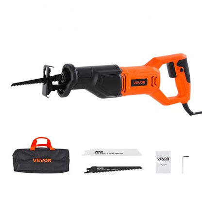 Corded Reciprocating Saw, 120 Volt 6 Amp, 3000 SPM Variable Speed, 3/4 inch Stroke Length, Electric Reciprocating Saw with 8 Blades and Carrying Bag, for Wood, Metal, and Plastic Cutting