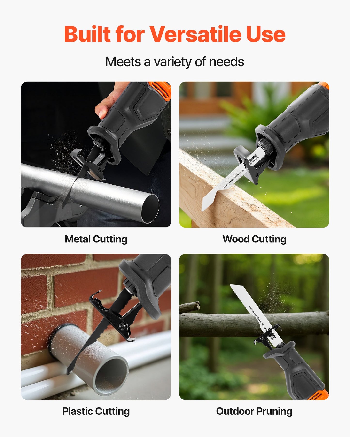 Corded Reciprocating Saw, 120 Volt 6 Amp, 3000 SPM Variable Speed, 3/4 inch Stroke Length, Electric Reciprocating Saw with 8 Blades and Carrying Bag, for Wood, Metal, and Plastic Cutting