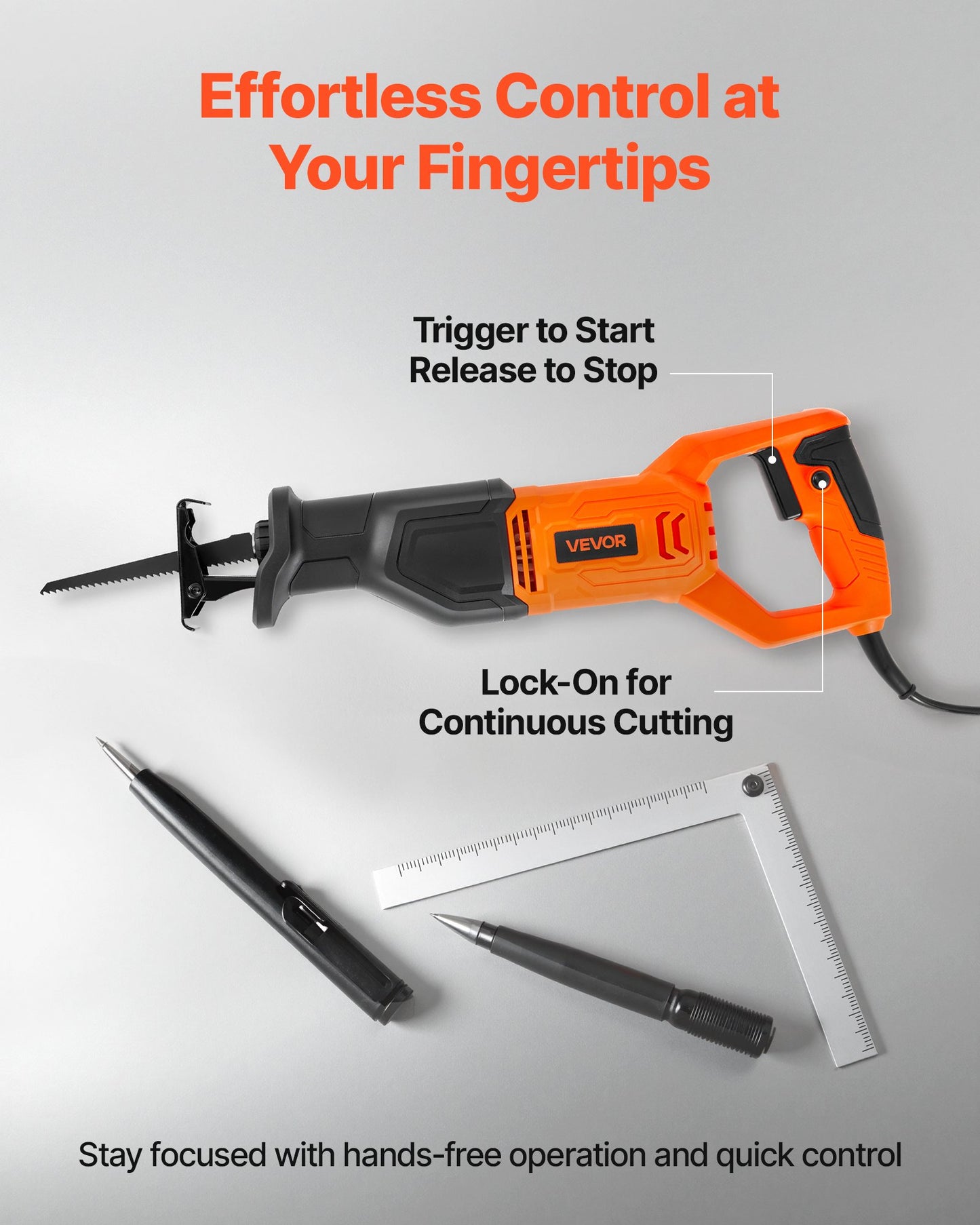 Corded Reciprocating Saw, 120 Volt 6 Amp, 3000 SPM Variable Speed, 3/4 inch Stroke Length, Electric Reciprocating Saw with 8 Blades and Carrying Bag, for Wood, Metal, and Plastic Cutting