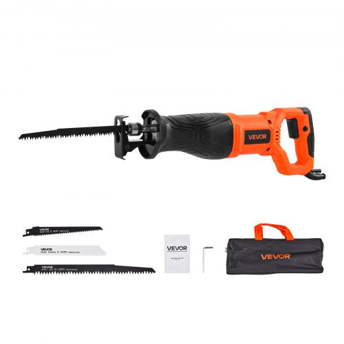 Corded Reciprocating Saw, 120 Volt 7.5 Amp, 2800 SPM Variable Speed, 1-1/8 inch Stroke Length, Electric Reciprocating Saw with 8 Blades and Carrying Bag, for Wood, Metal, and Plastic Cutting