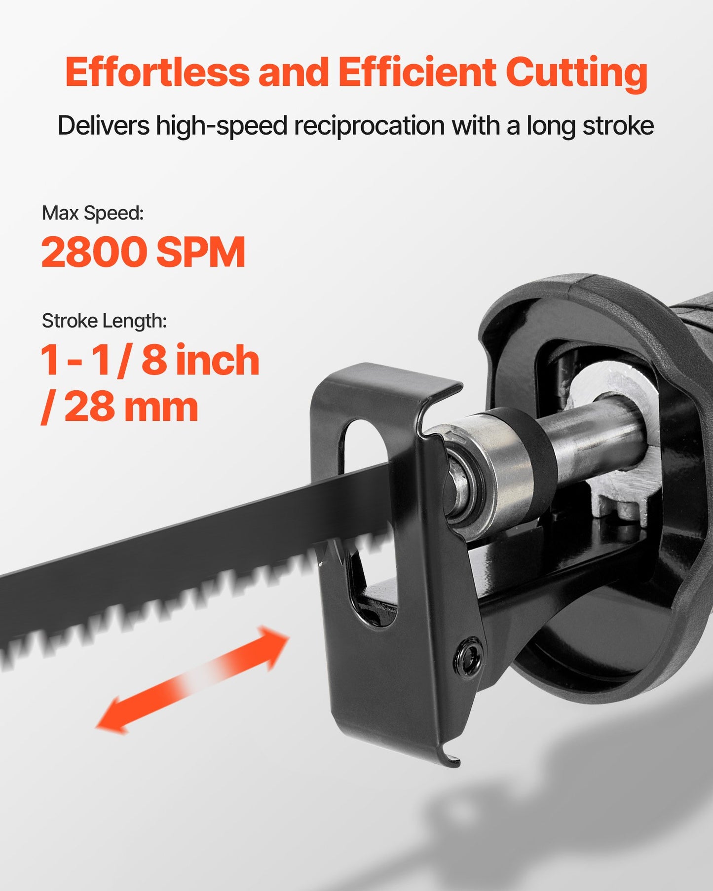 Corded Reciprocating Saw, 120 Volt 7.5 Amp, 2800 SPM Variable Speed, 1-1/8 inch Stroke Length, Electric Reciprocating Saw with 8 Blades and Carrying Bag, for Wood, Metal, and Plastic Cutting