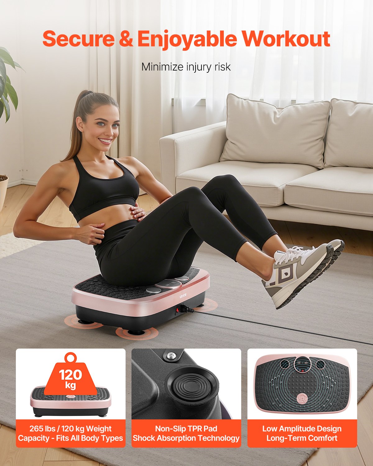 Vibration Plate Exercise Machine, Whole Body Shaker with Magnetic Acupoints for Lymphatic Drainage and Weight Loss, Home Workout Gym Fitness Equipment with 2 Resistance Bands for Women Men, Pink